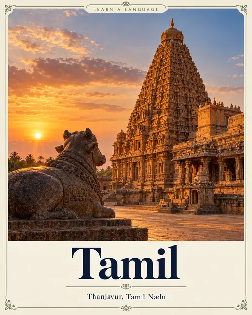 Tamil, illustrated by Thanjavur, Tamil Nadu