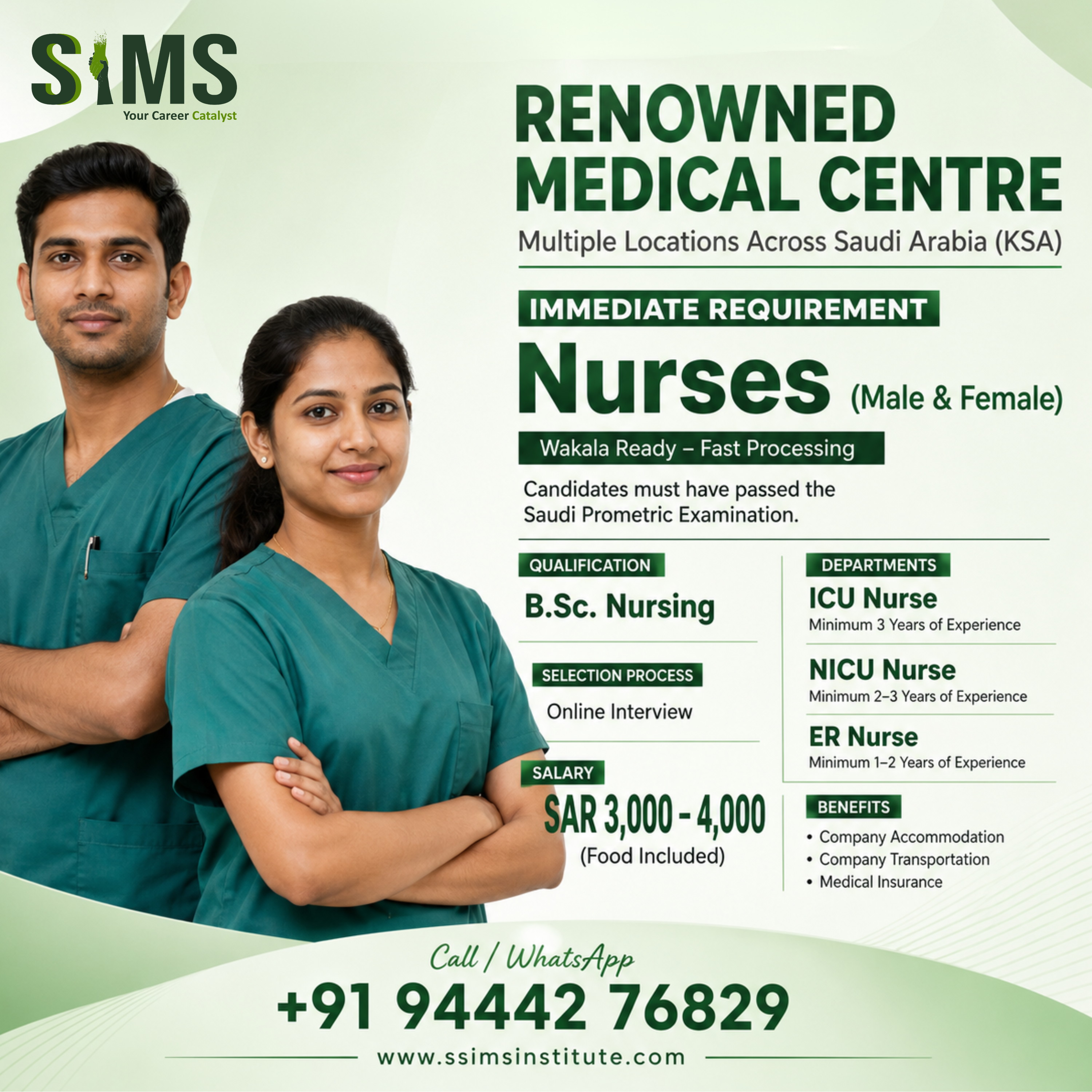 Registered Nurses (Male & Female) — job poster