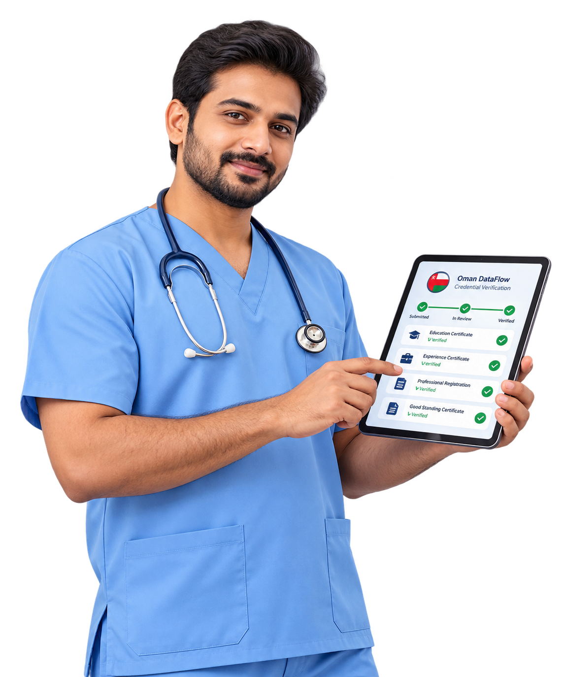 Healthcare professional preparing DataFlow verification with SSIMS