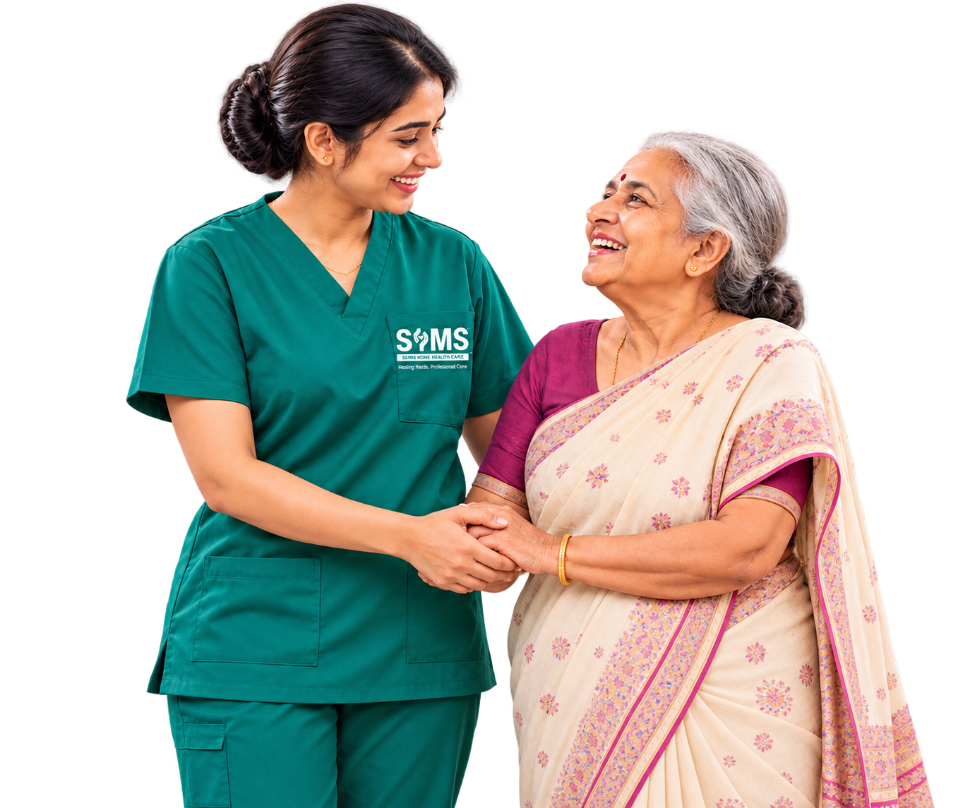 SSIMS home nurse caring for an elderly patient at home in Chennai