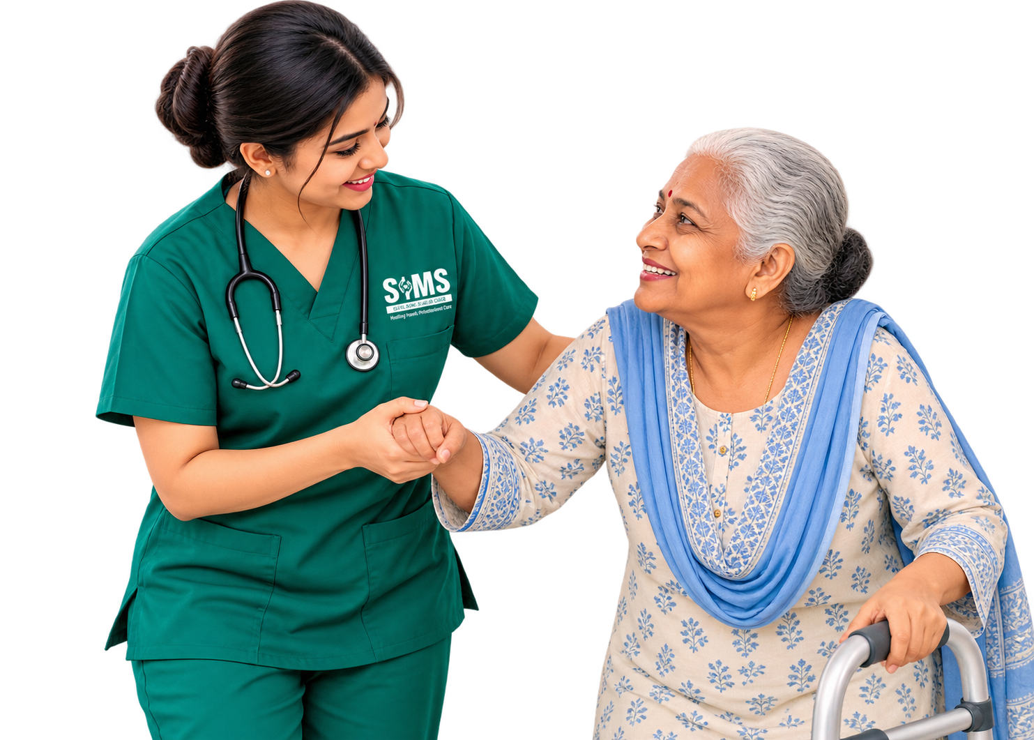Trained home nurse caring for a patient in Chennai